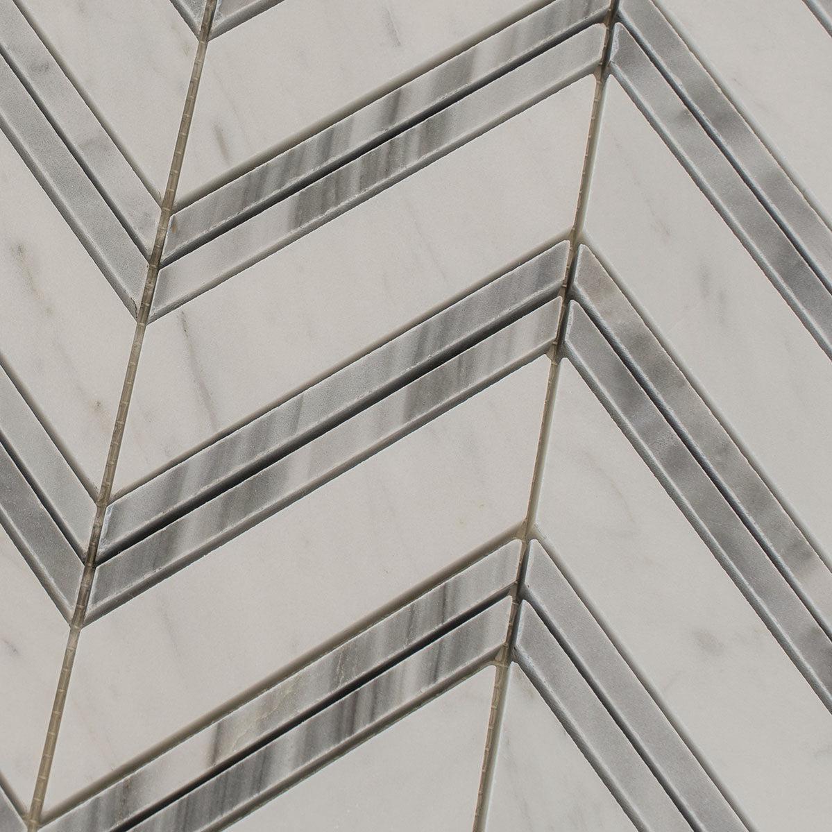 Nova Chevron Carrara Marble Tile