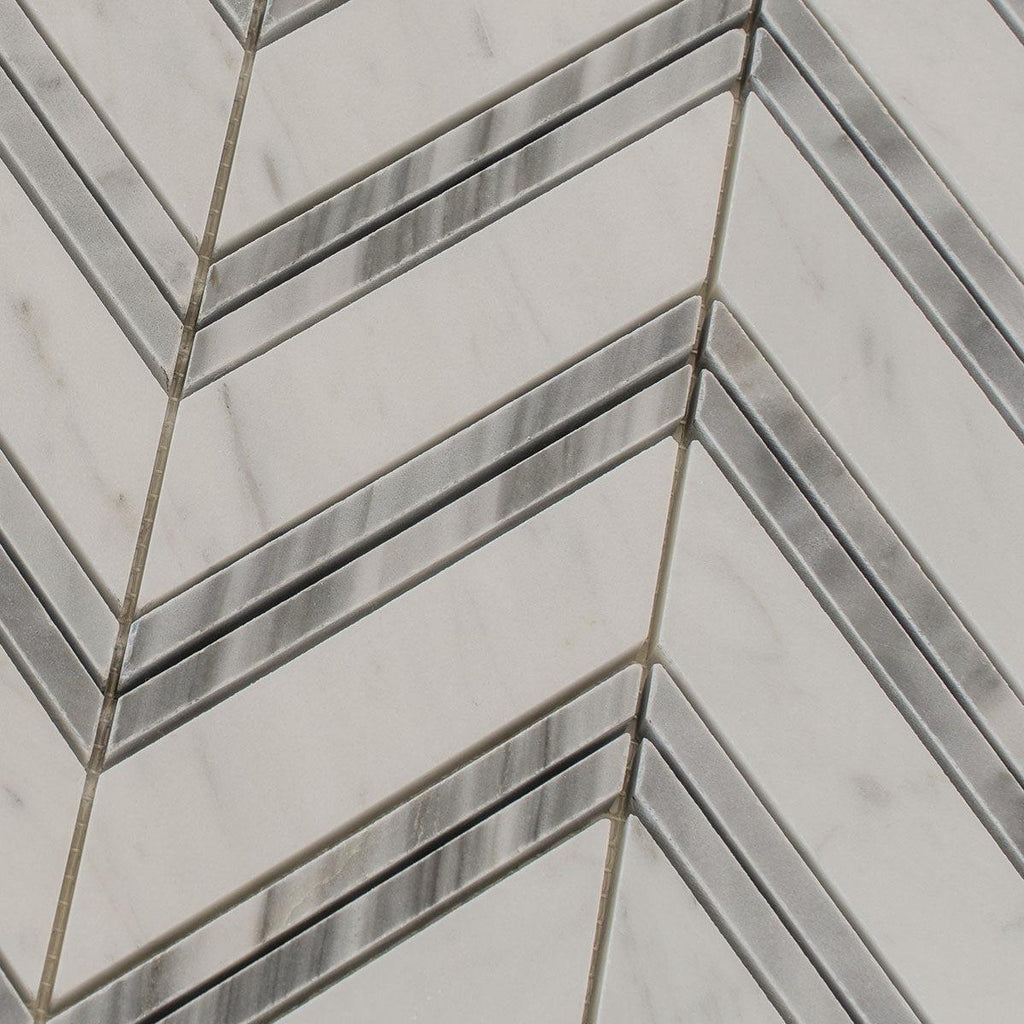 Nova Chevron Carrara Marble Tile | Tile Club