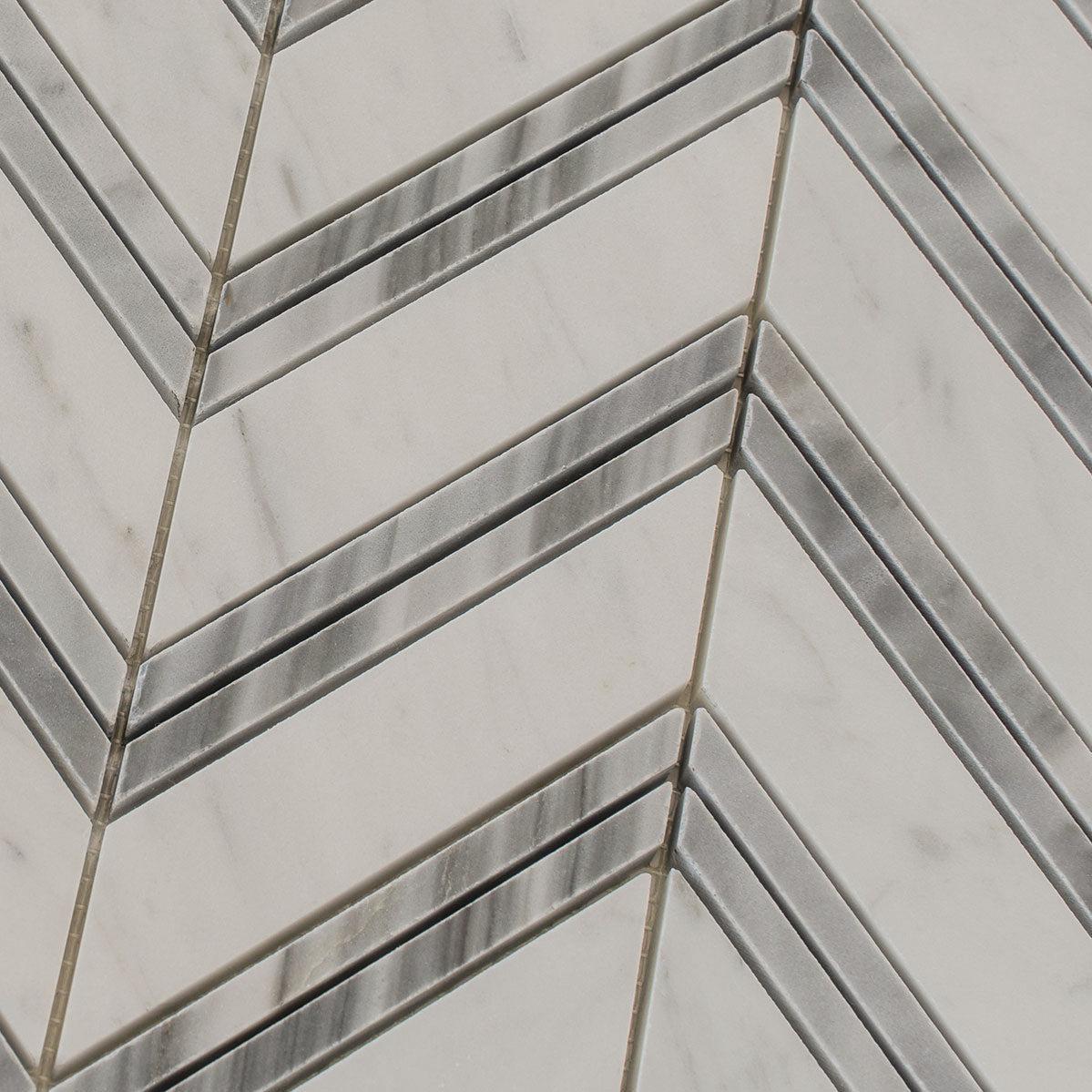 Nova Chevron Carrara Marble Tile | Tile Club