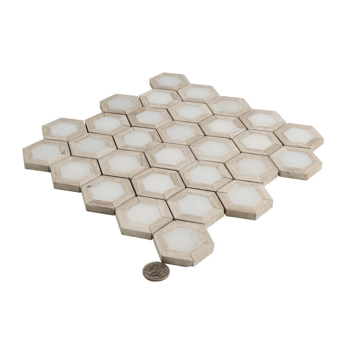 Nova Hex Wooden Beige Marble Tile