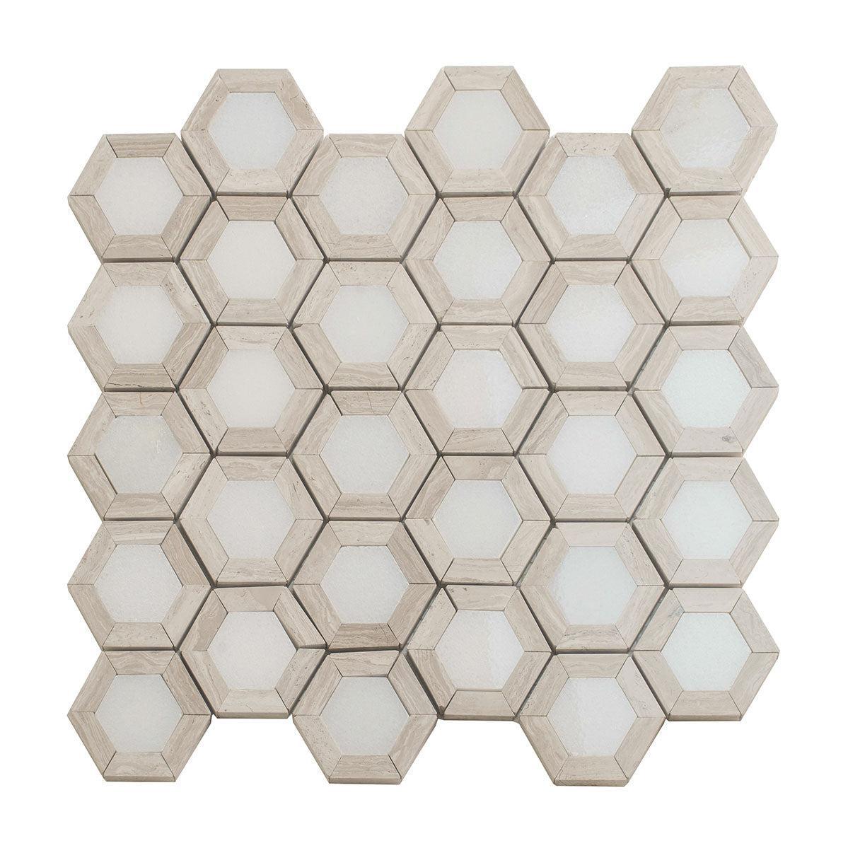 Nova Hex Wooden Beige Marble Tile | Tile Club