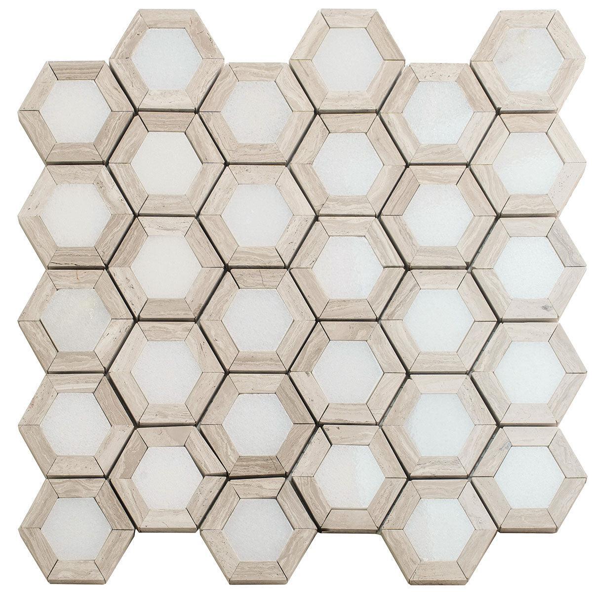 Nova Hex Wooden Beige Marble Tile | Tile Club