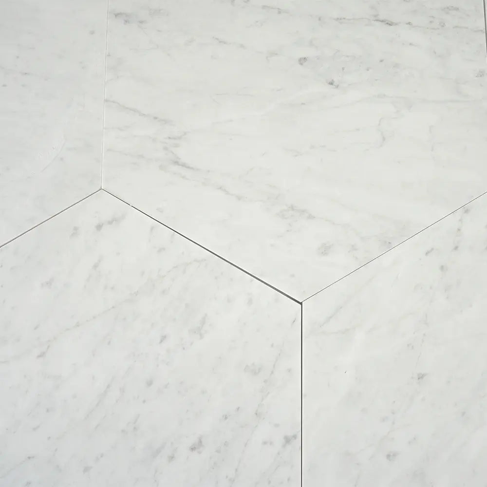 10 Inch White Carrara Marble Hexagon Honed Marble Mosaic Tile | Tile Club
