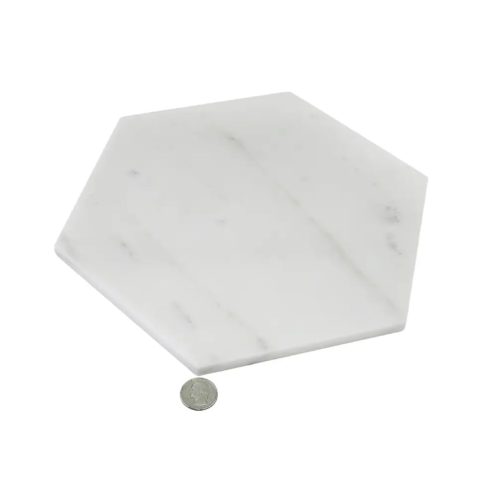 10 Inch White Carrara Marble Hexagon Honed Marble Mosaic Tile | Tile Club