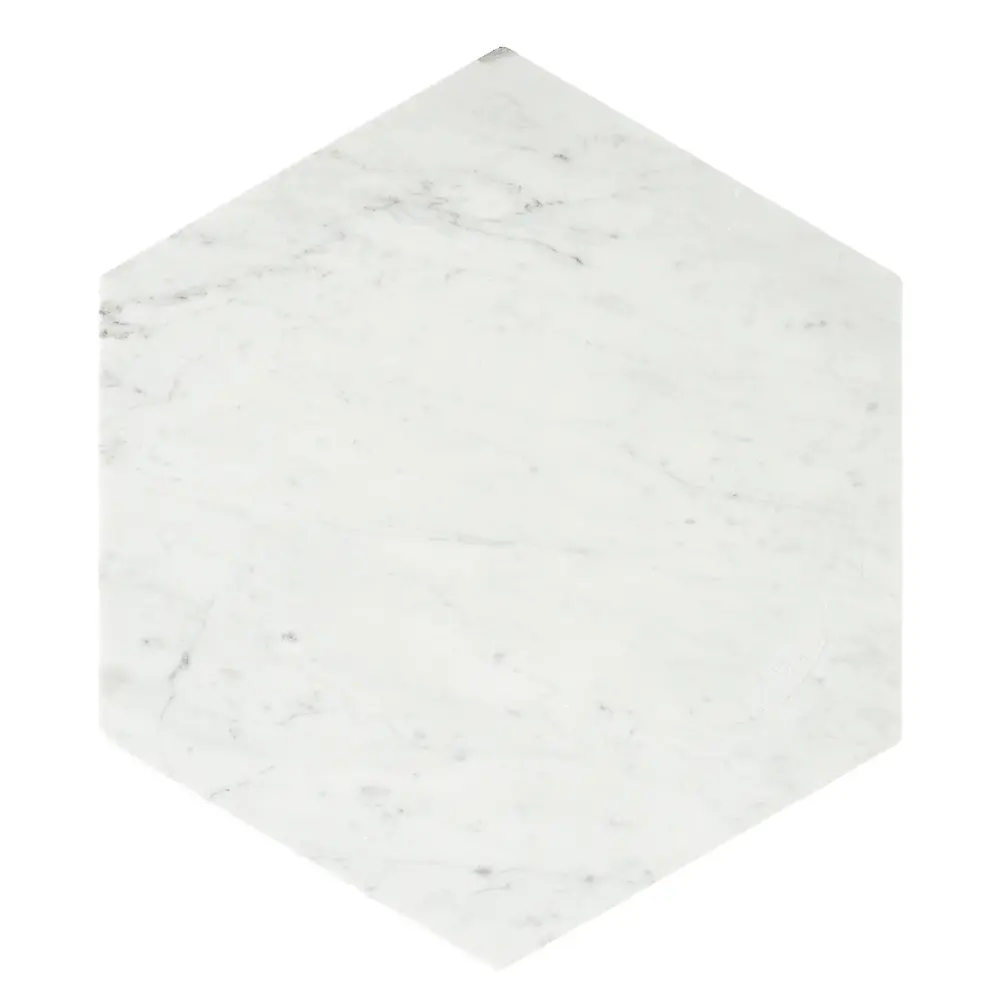 10 Inch White Carrara Marble Hexagon Honed Marble Mosaic Tile | Tile Club