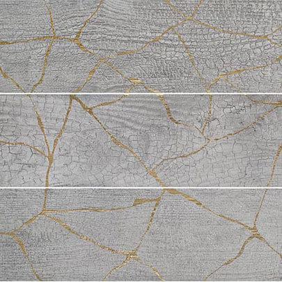 Gray Wood Look Tile - Kasai Fumo Kintsugi 10x60" Rectified Porcelain Tile