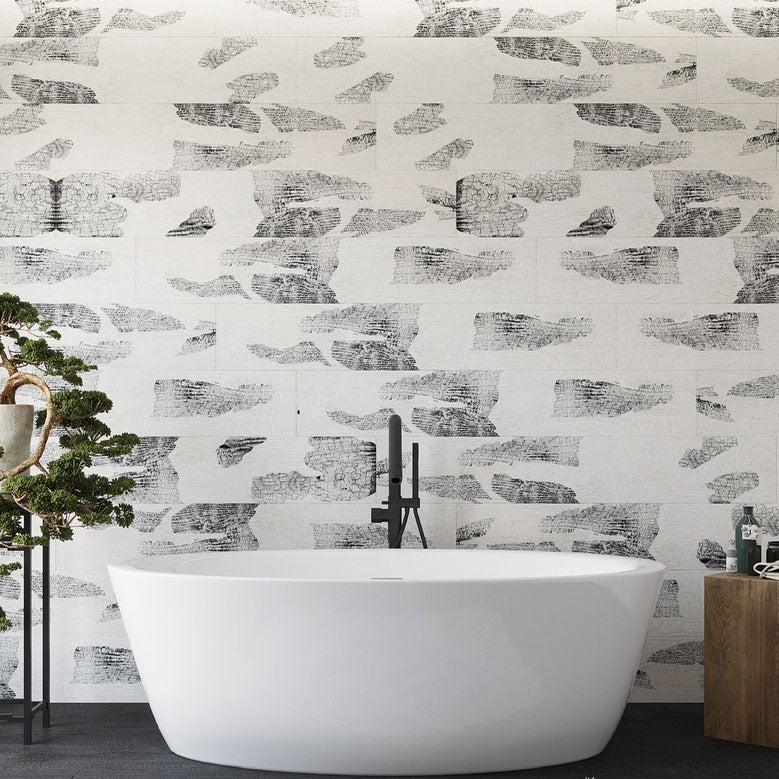 Kasai Carta Koi Black and White Patterned Porcelain Tiles