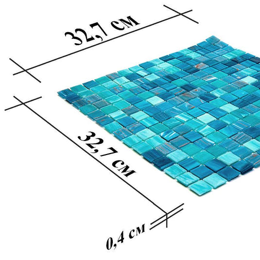 Koi Pond Blue Mixed Squares Glass Tile | Tile Club