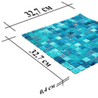 Koi Pond Blue Mixed Squares Glass Tile | Tile Club