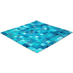 Koi Pond Blue Mixed Squares Glass Tile | Tile Club