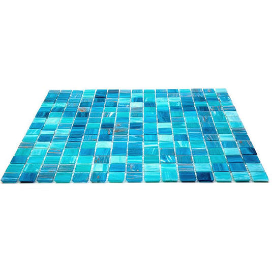 Koi Pond Blue Mixed Squares Glass Tile | Tile Club