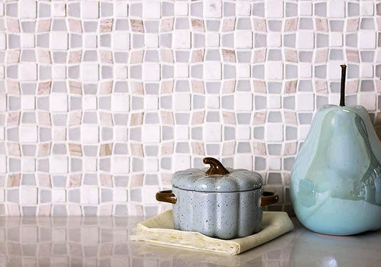 Lavana Wooden Beige & White Mosaic Tile | Tile Club