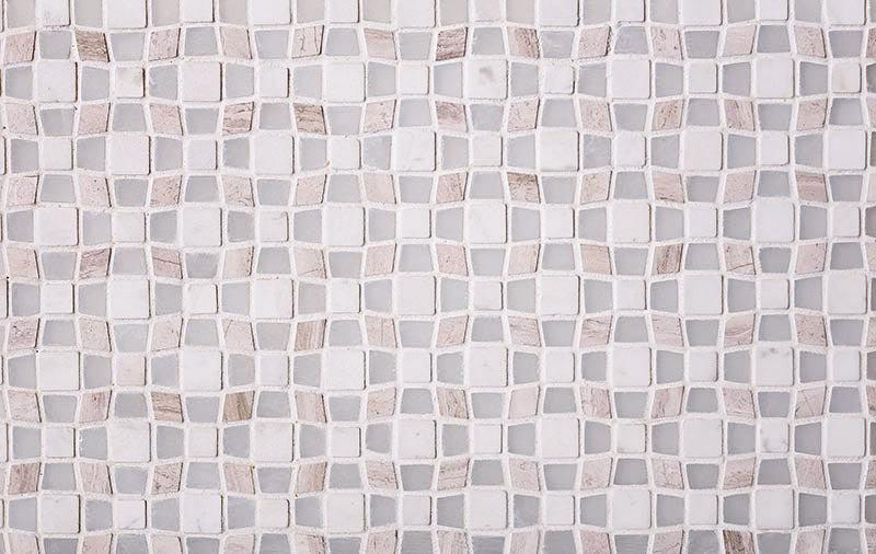 Lavana Wooden Beige & White Mosaic Tile