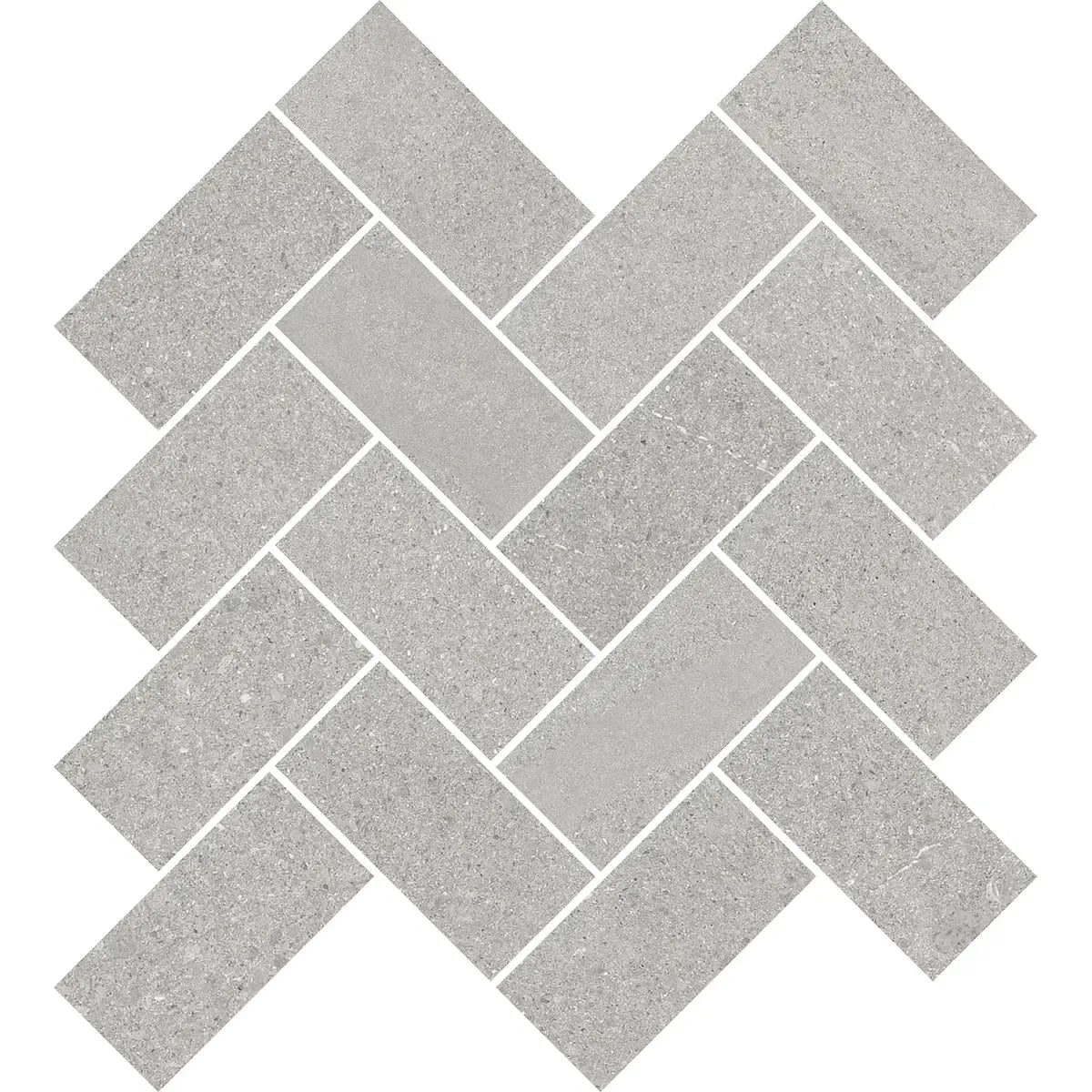 Newport Cold Gray Concrete Look Herringbone Mosaic Tile 12x14 | Tile Club