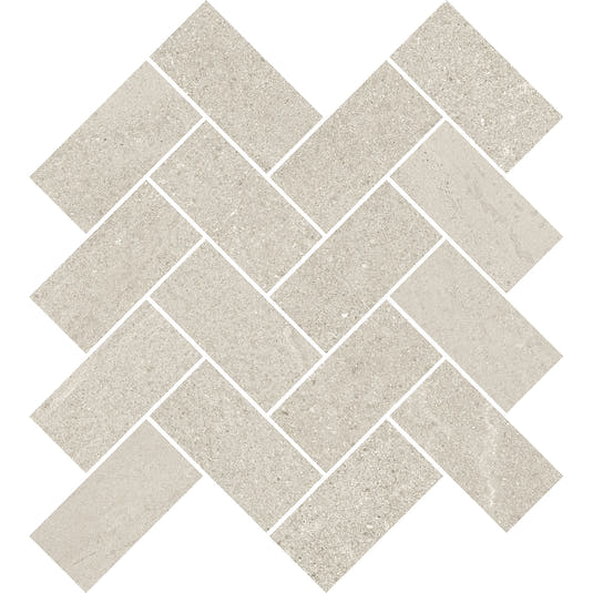 Newport Ivory Concrete Look Herringbone Mosaic Tile 12x14 | Tile Club