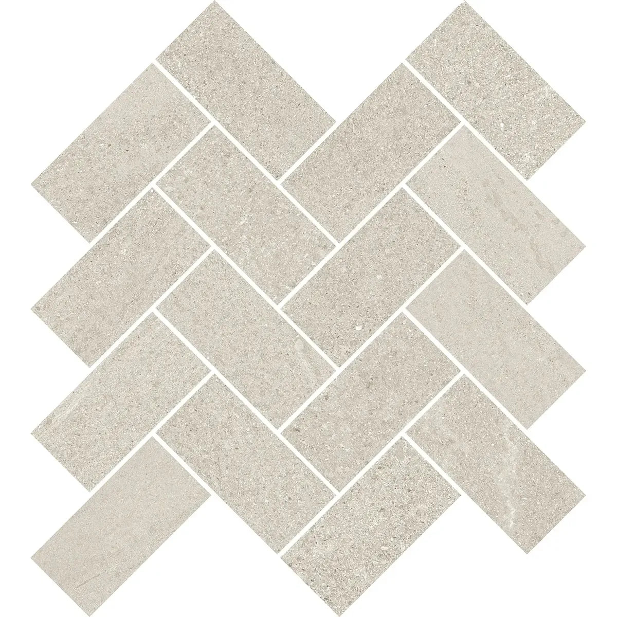 Newport Ivory Concrete Look Herringbone Mosaic Tile 12x14 | Tile Club