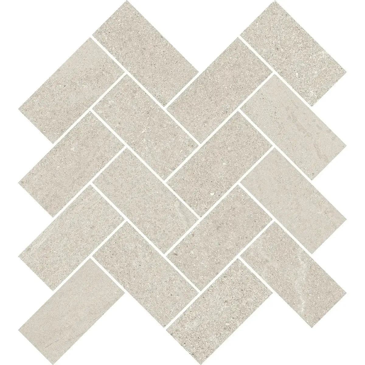Newport Ivory Concrete Look Herringbone Mosaic Tile Sample 12x14 | Tile Club