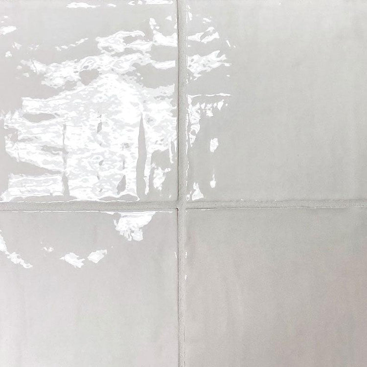 La Riviera Blanc White Ceramic Square Tiles Zellige Style