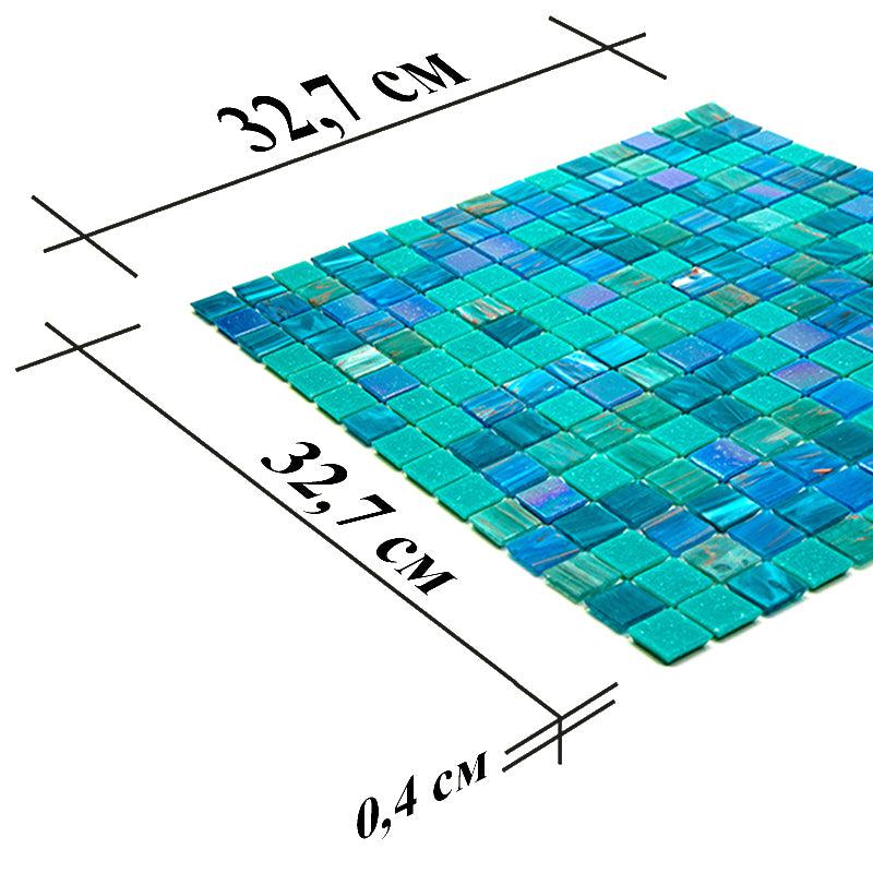 Lagoon Blue Mixed Squares Glass Tile | Tile Club