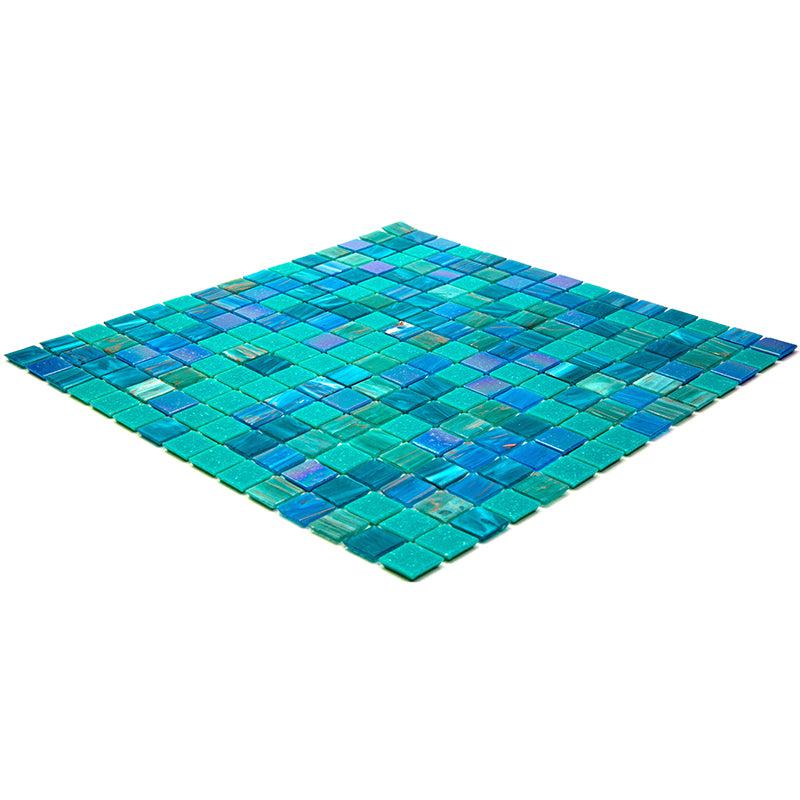 Lagoon Blue Mixed Squares Glass Tile | Tile Club