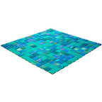 Lagoon Blue Mixed Squares Glass Tile | Tile Club