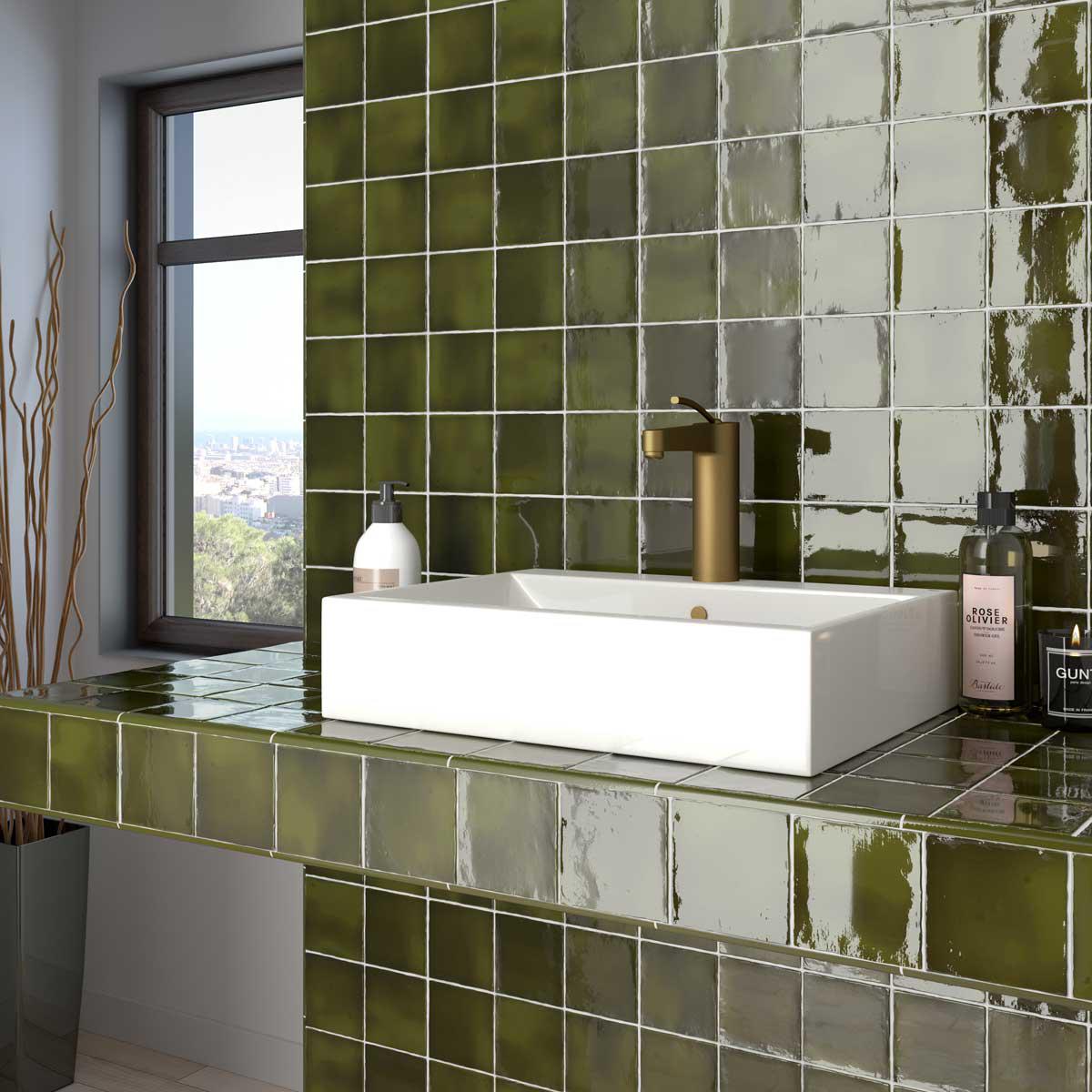 Lake Basil Ceramic Square Tile 4x4 | Tile Club