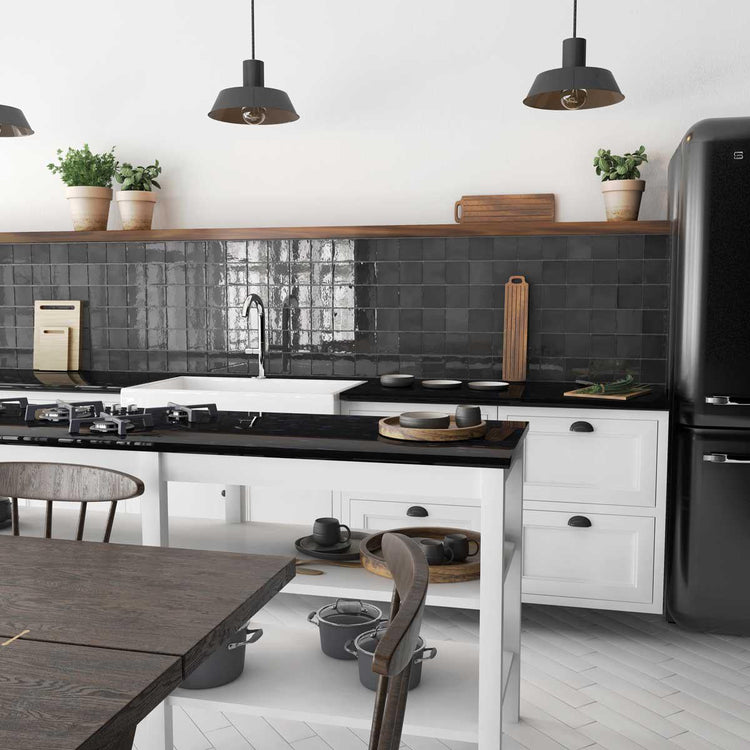 Lake Black Ceramic Square Tile 4x4 | Tile Club