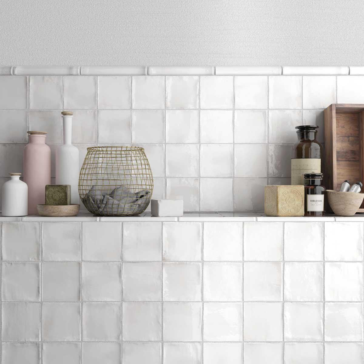 Lake White Ceramic Square Tile 4x4 | Tile Club