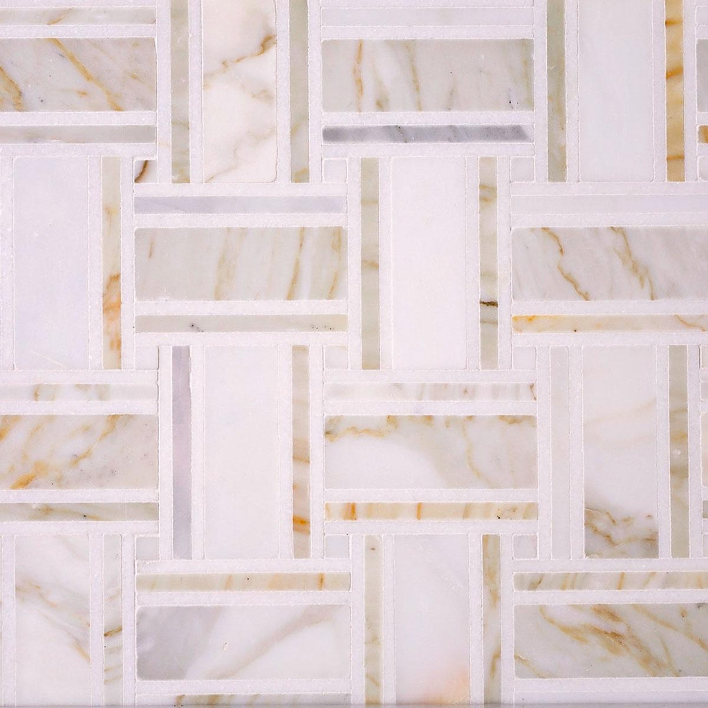 Large Basket Weave Calacatta Gold | Tile Club