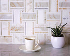 Large Basket Weave Calacatta Gold