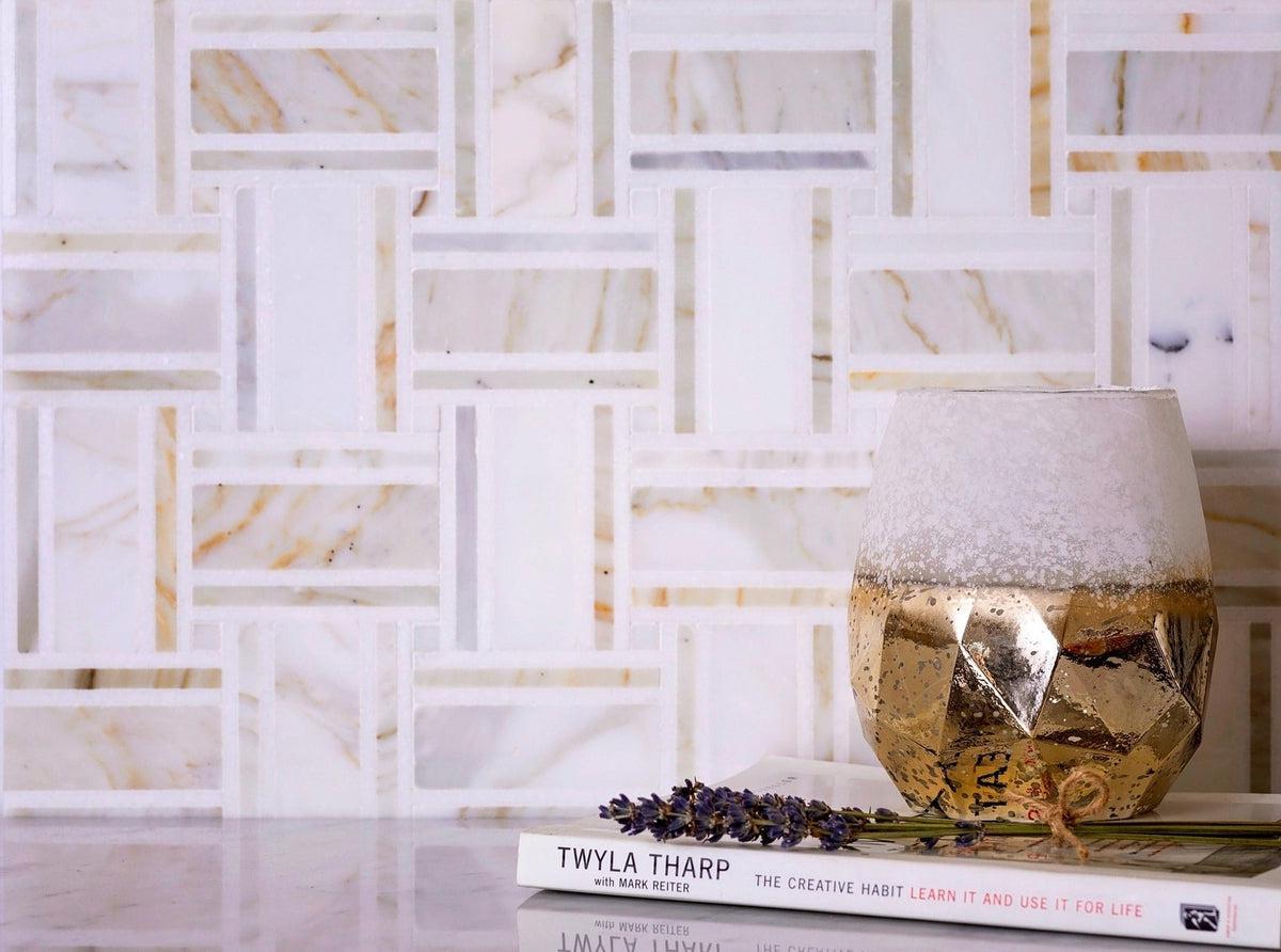 calacatta gold basketweave tile 