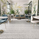 Carrara Basket Weave Tile with Black Dots | Tile Club