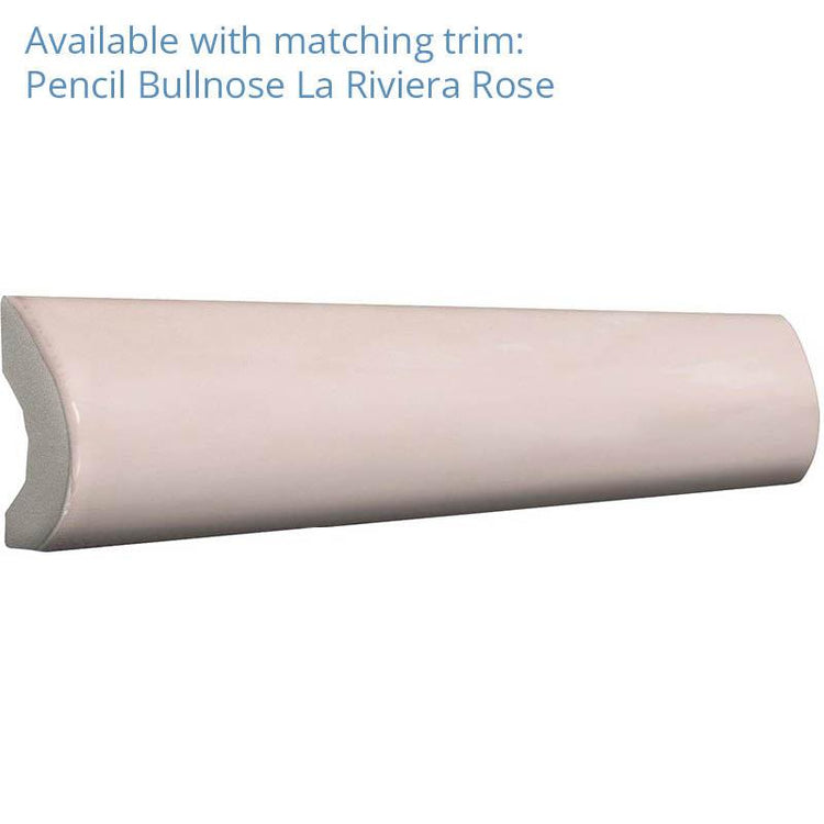 La Riviera Rose Pink Ceramic Subway Tile 2.5x8" | Tile Club