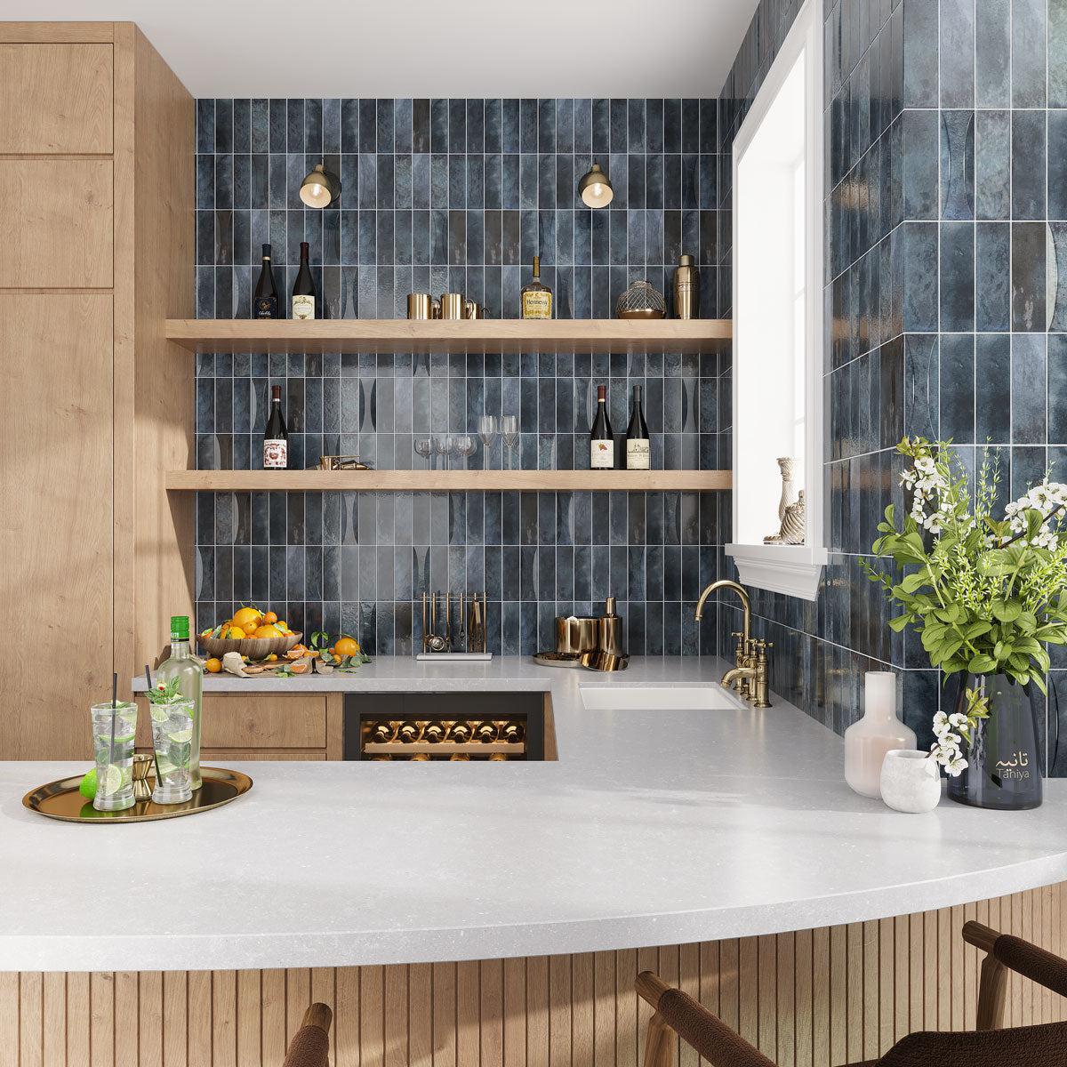 Luna Blue 2.5x8 Ceramic Subway Tiles