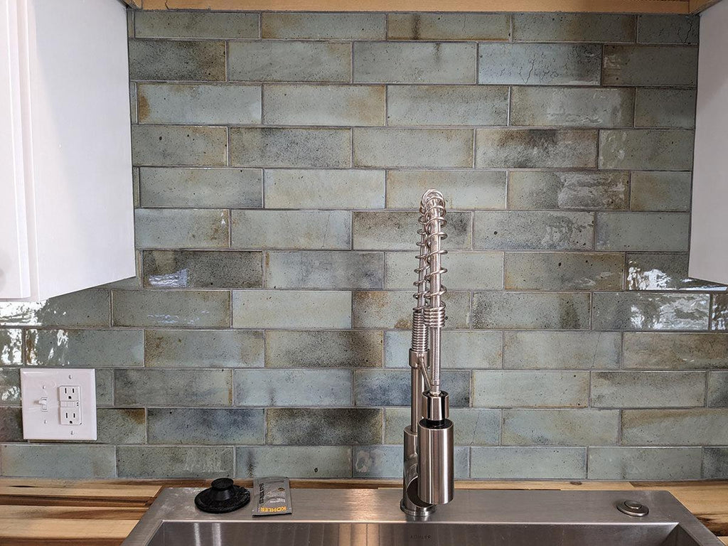 Luna Celadon 2.5x8 Ceramic Subway Tile | Tile Club
