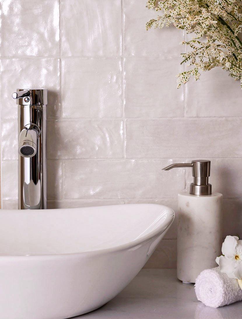 Mallorca white ceramic subway tile