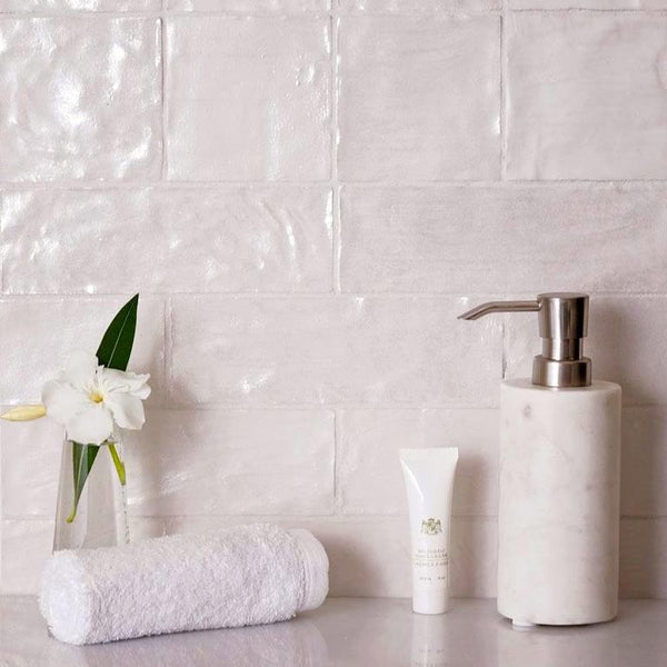 Mallorca White Ceramic Wall Tile - 2.5 x 8 in. Mallorca White Ceramic Wall Tile - 2.5 x 8 in.