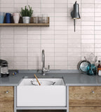 Mallorca White 2.5x8 Ceramic Subway Tile Kitchen Backsplash