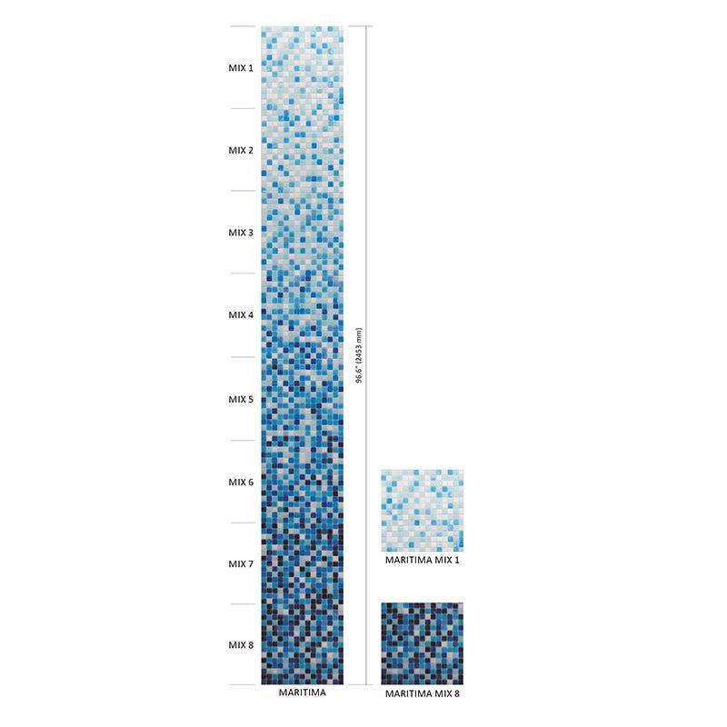 Mixed Blue Gradient Glass Tile | Tile Club