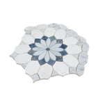 Santorini Blue & White Floral Marble Mosaic Tile | Tile Club