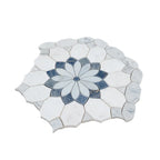 Santorini Blue & White Floral Marble Mosaic Tile
