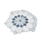 Santorini Blue & White Floral Marble Mosaic Tile | Tile Club