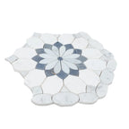 Santorini Blue & White Floral Marble Mosaic Tile