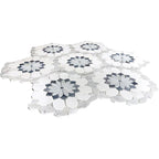 Santorini Blue & White Floral Marble Mosaic Tile | Tile Club