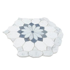 Santorini Blue & White Floral Marble Mosaic Tile | Tile Club
