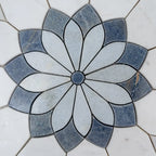 Santorini Blue & White Floral Marble Mosaic Tile
