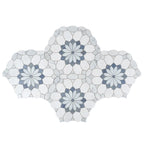 Santorini Blue & White Floral Marble Mosaic Tile | Tile Club
