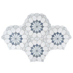 Santorini Blue & White Floral Marble Mosaic Tile