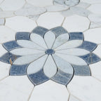 Santorini Blue & White Floral Marble Mosaic Tile | Tile Club