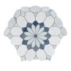 Santorini Blue & White Floral Marble Mosaic Tile | Tile Club
